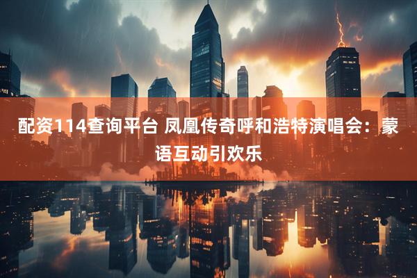 配资114查询平台 凤凰传奇呼和浩特演唱会：蒙语互动引欢乐